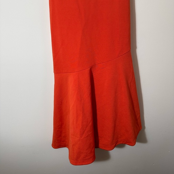 Anthropologie Ariana square neck asymmetrical ruffle hem dress orange small NWT - Picture 7 of 15